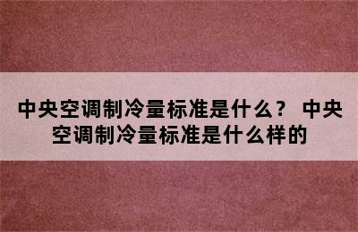 中央空调制冷量标准是什么？ 中央空调制冷量标准是什么样的